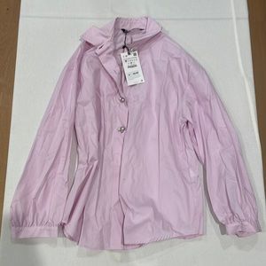 Zara women’s embellished pink button down shirt.  Brand New .  Tags attached